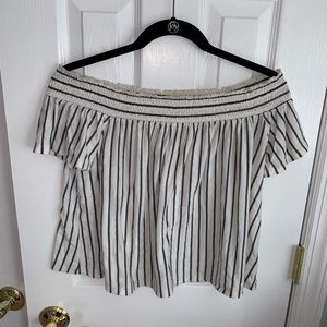 American Eagle Off the Shoulder Stripped Tee